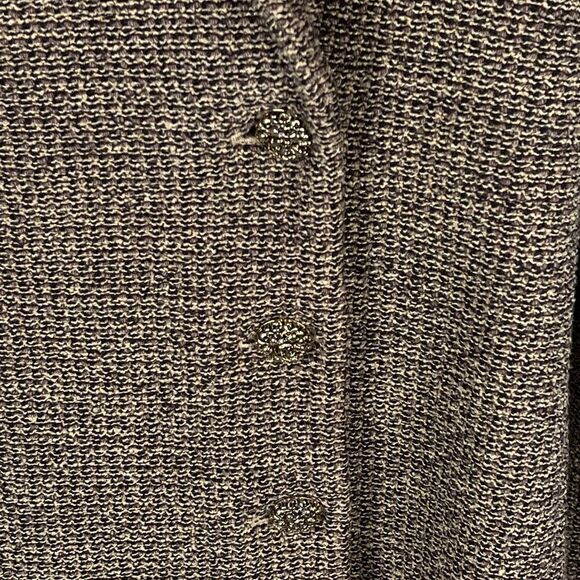 St John Tan tweed knit blazer w/ leather lined belt - Picture 2 of 9